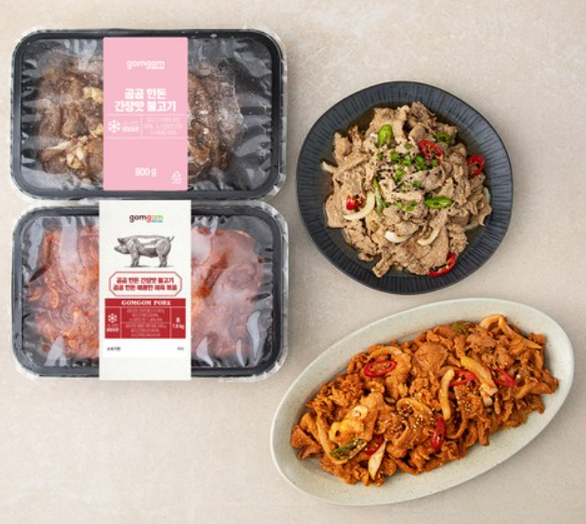 곰곰 한돈 매콤한 제육볶음 + 한돈 간장맛 불고기 (1600g) 1세트